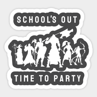 schools out time to party roleplaying game style Sticker